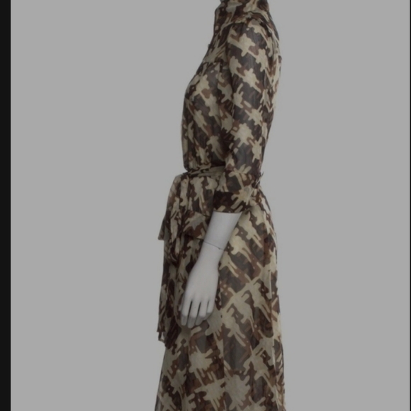 Diane Von Furstenberg Hillevi Silk Printed Sheer Midi Shirtdress Size 8 - Picture 8 of 10